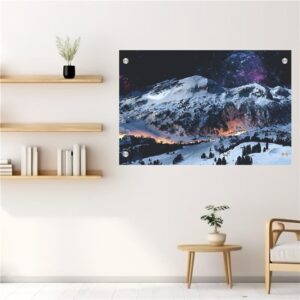 Galaxy Over the Alps – Snowy Night Canvas